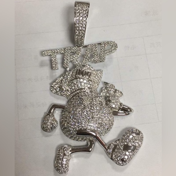 🔥Men CZ Iced Out Famou Trap Money Bag Big Charm Pendant For Upto 20 Cuban Chain - Picture 6 of 7